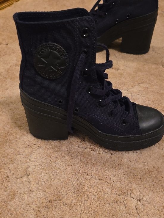 Converse Women's Platform High-Top Boots in Dark Navy - Picture 2 of 7